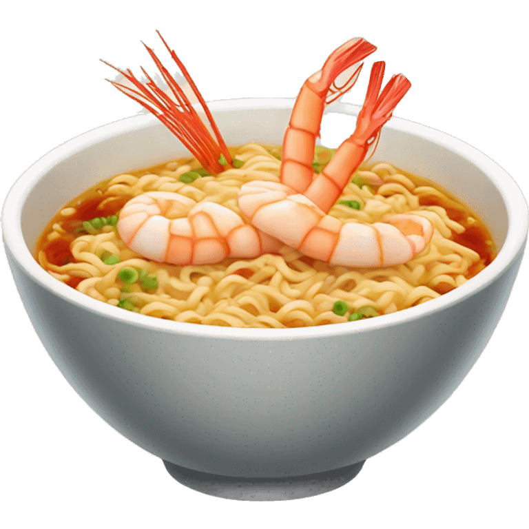 Hot ramen with shrimp emoji