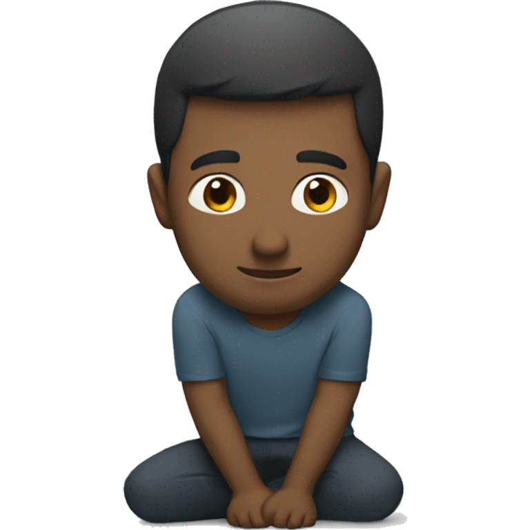 Man kneeling with arms behind his back and head tilted downward emoji