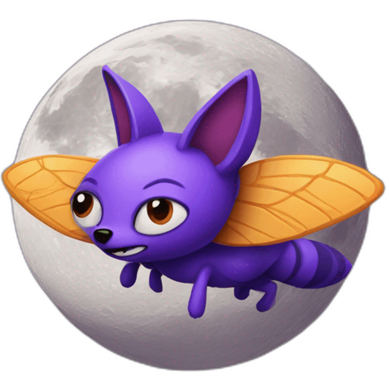 Purple fly fox on the moon emoji