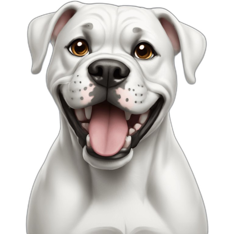 white boxer dog smiling emoji