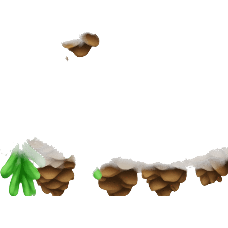 Pine cone with green leaf and snow emoji