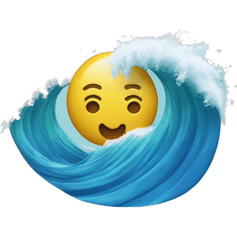 Wave with waste floating emoji