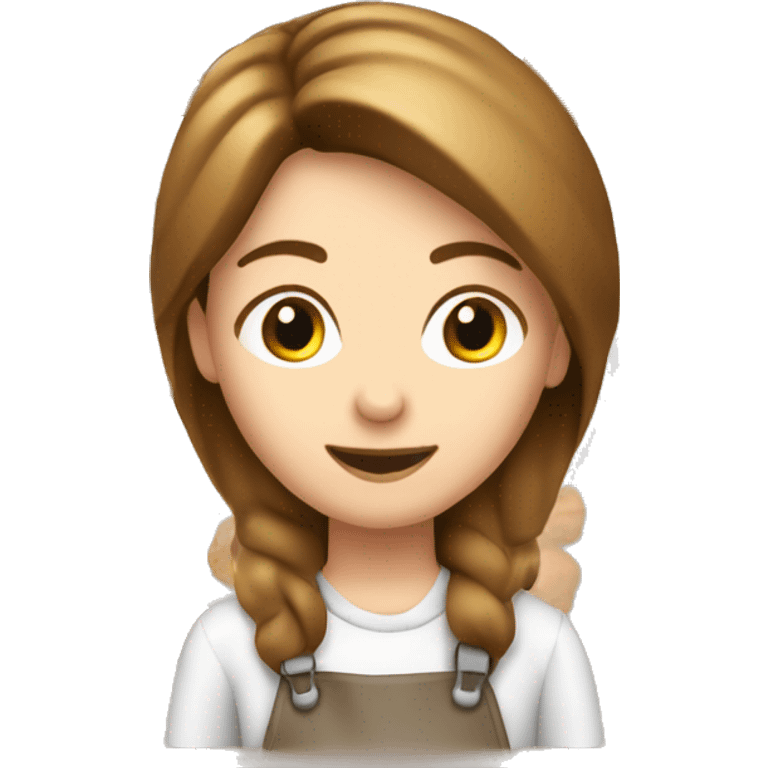 Eine junge Frau mit braunen Haaren beiger haut beim backen emoji