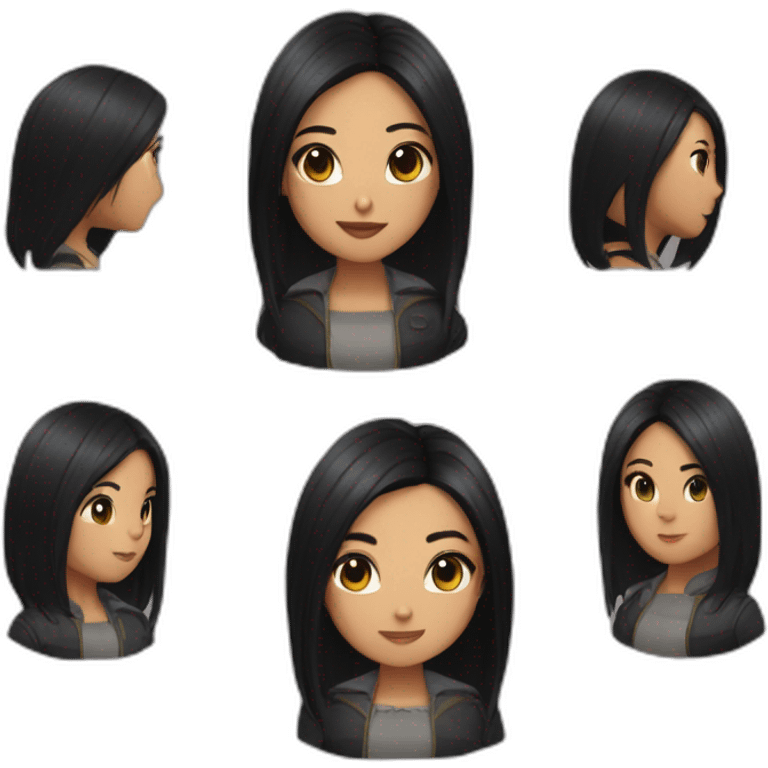 girl with black straight hair dressed like chamber from valorant emoji