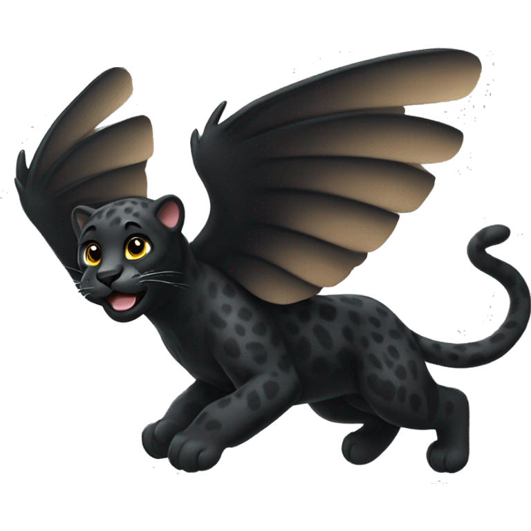 winged black leopard flying emoji