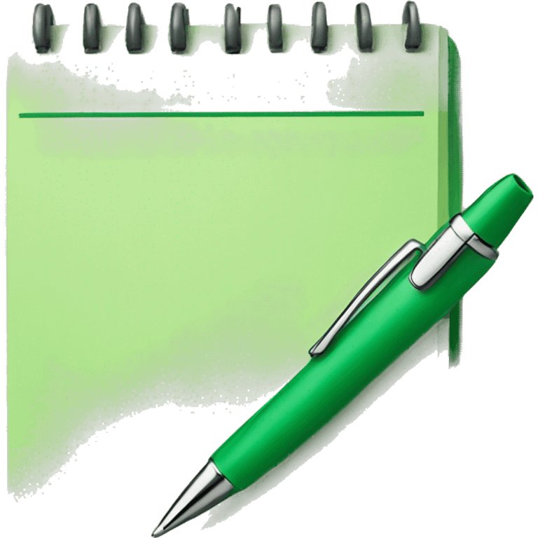 A pen and a green notepad emoji