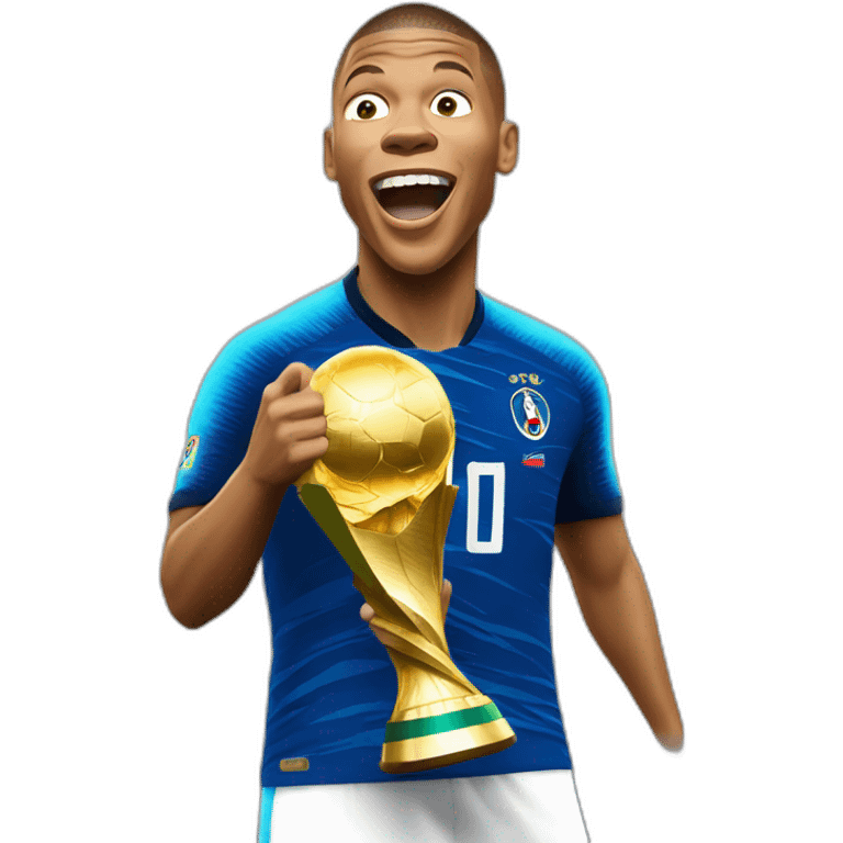 kylian mbappe, world cup, trophy, screaming, happy emoji