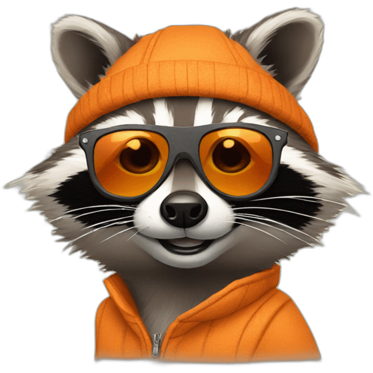 raccoon with orange sunglasses emoji