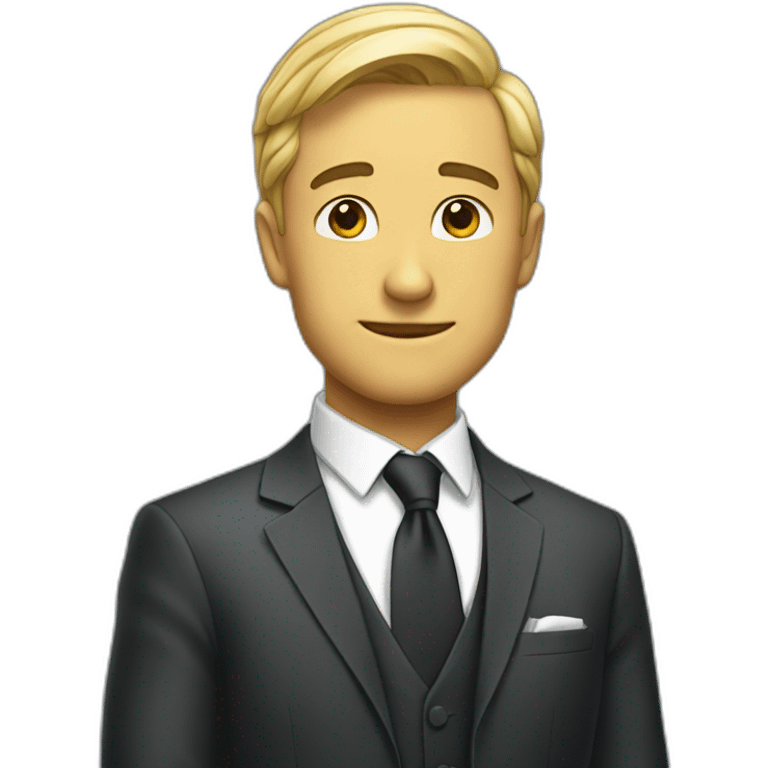 A man with a suit bows to the audience emoji