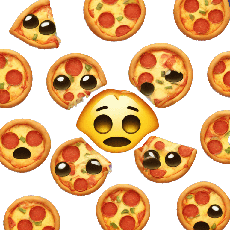 Sad face with pizza emoji