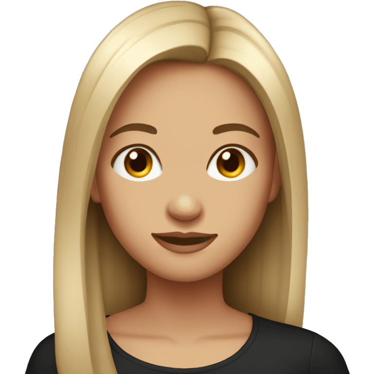 Straight hair girl with black shirt on  emoji