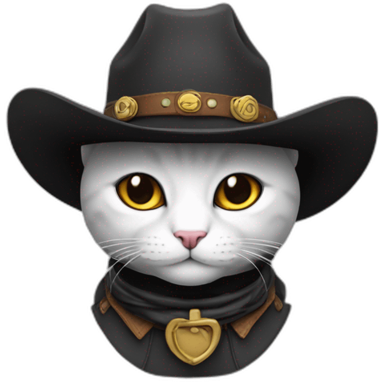 Gato branco com chapeu preto de cowboy emoji