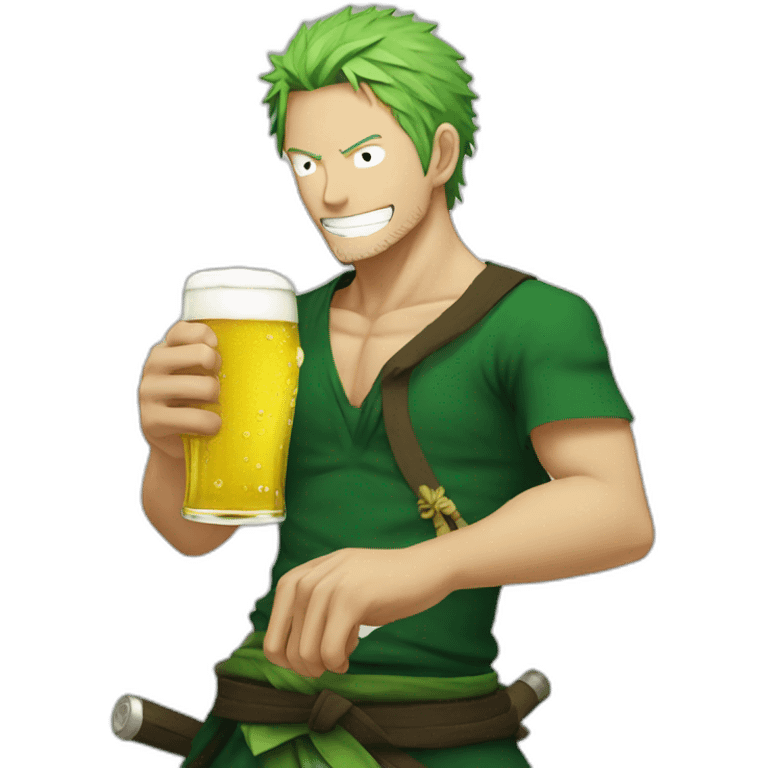 Zoro drinking beer emoji