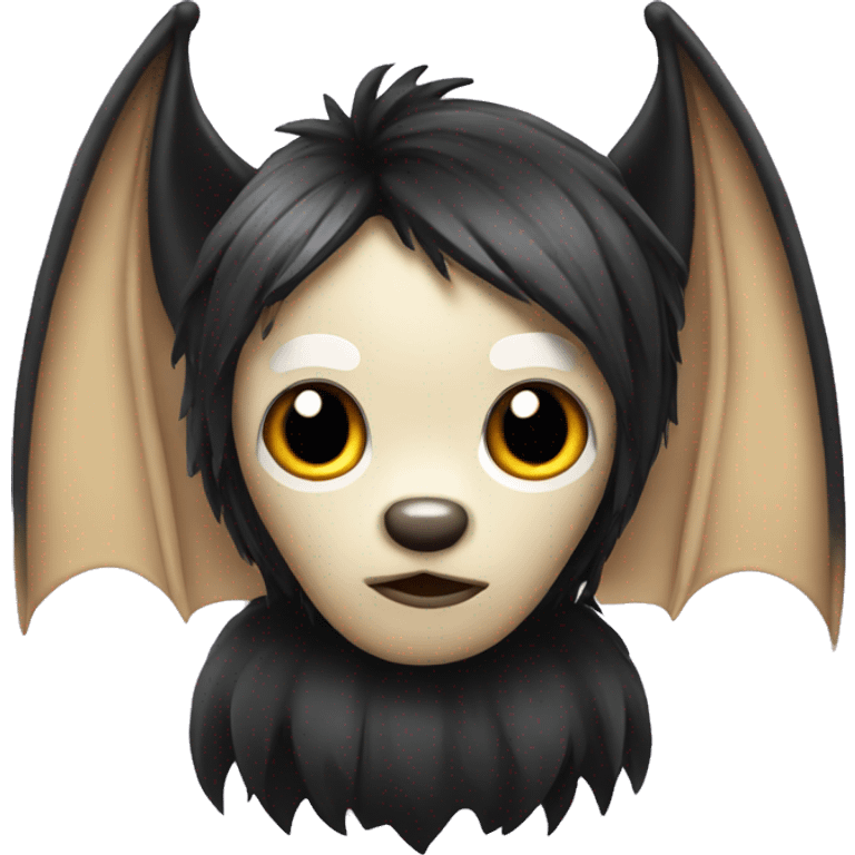 Bat animal with long black wig emoji