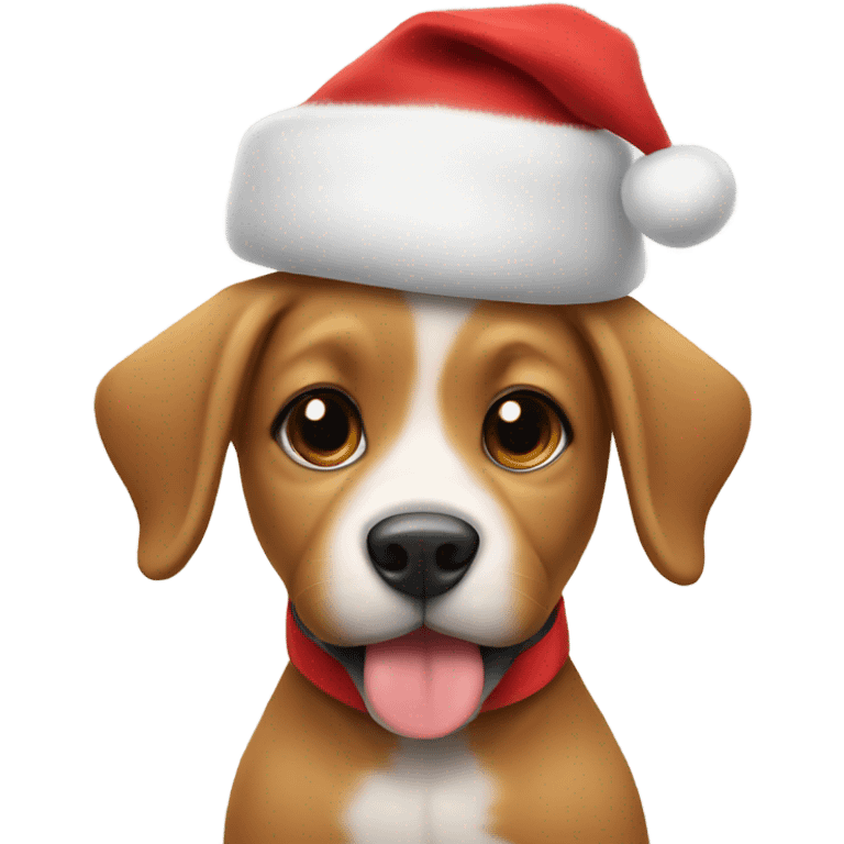 Puppy with Santa hat emoji