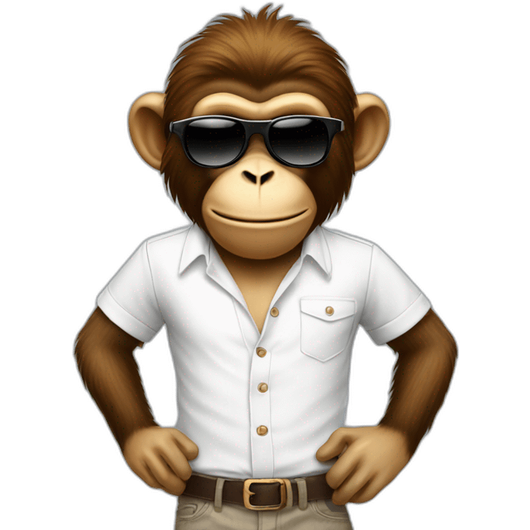 Monkey with sunglass and white shirt  emoji