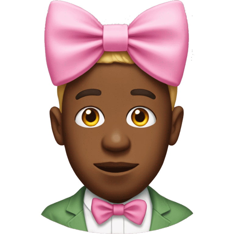 tyler the creator with a pink bow on his head emoji