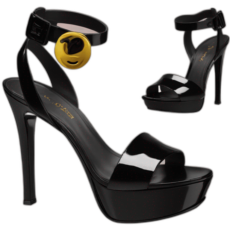 YSL TRIBUTE heel SANDAL black PATENT LEATHER emoji