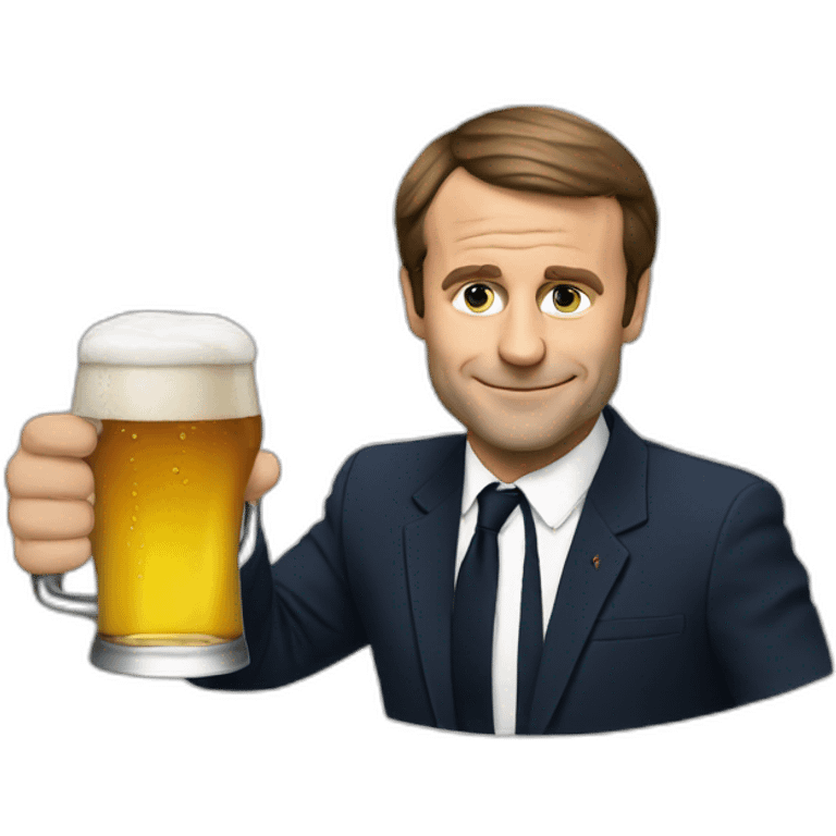 Macron drinking a beer emoji