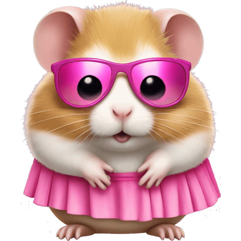 Hamster with sunglasses and pink skirt  emoji