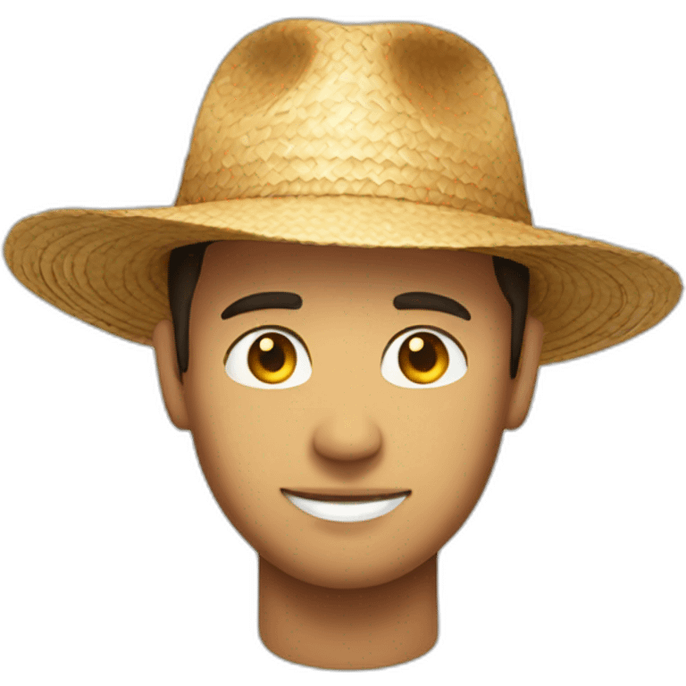 Man with round face and straw hat emoji