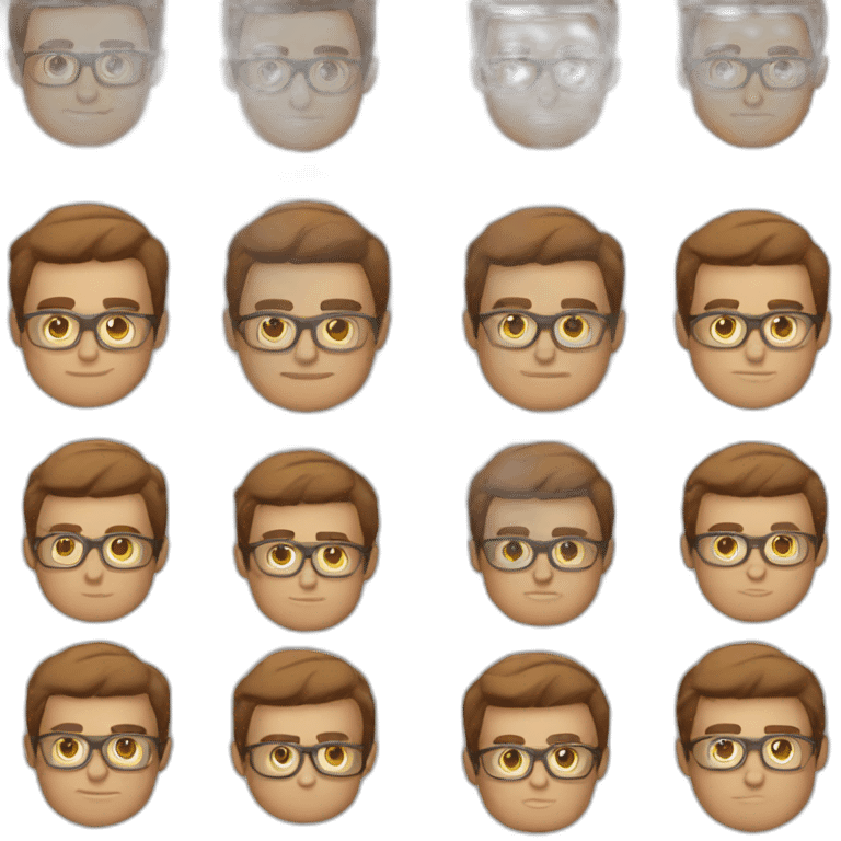 Man plump face glasses round and Brown straight short hair emoji