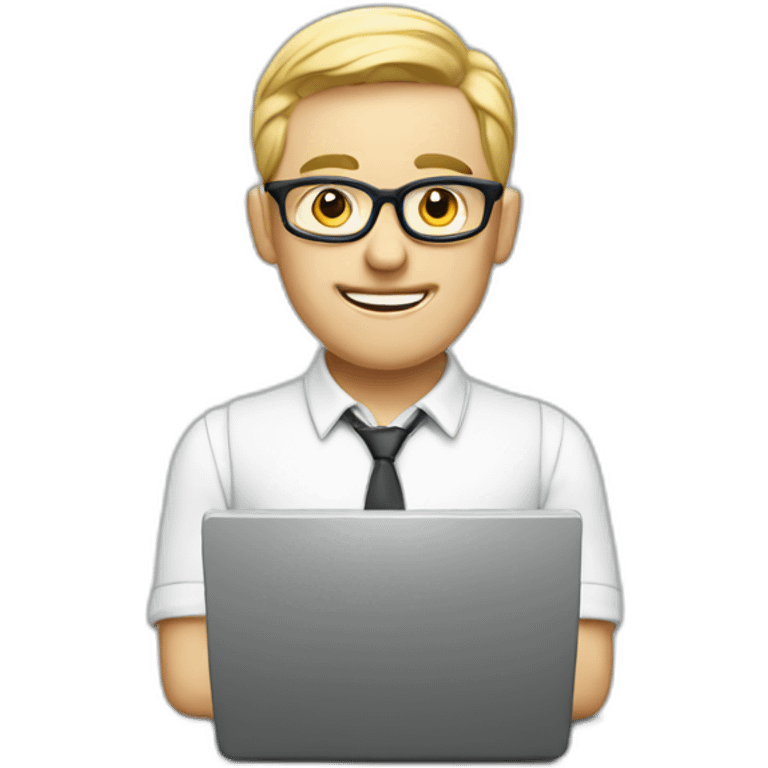 white nerd with computer emoji