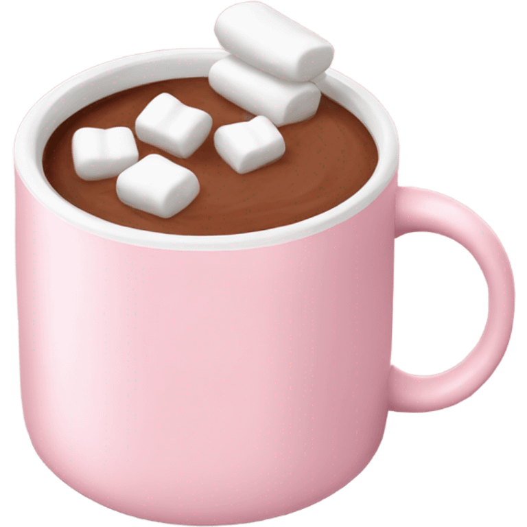 Light Pink mug of hot chocolate with marshmallows  emoji