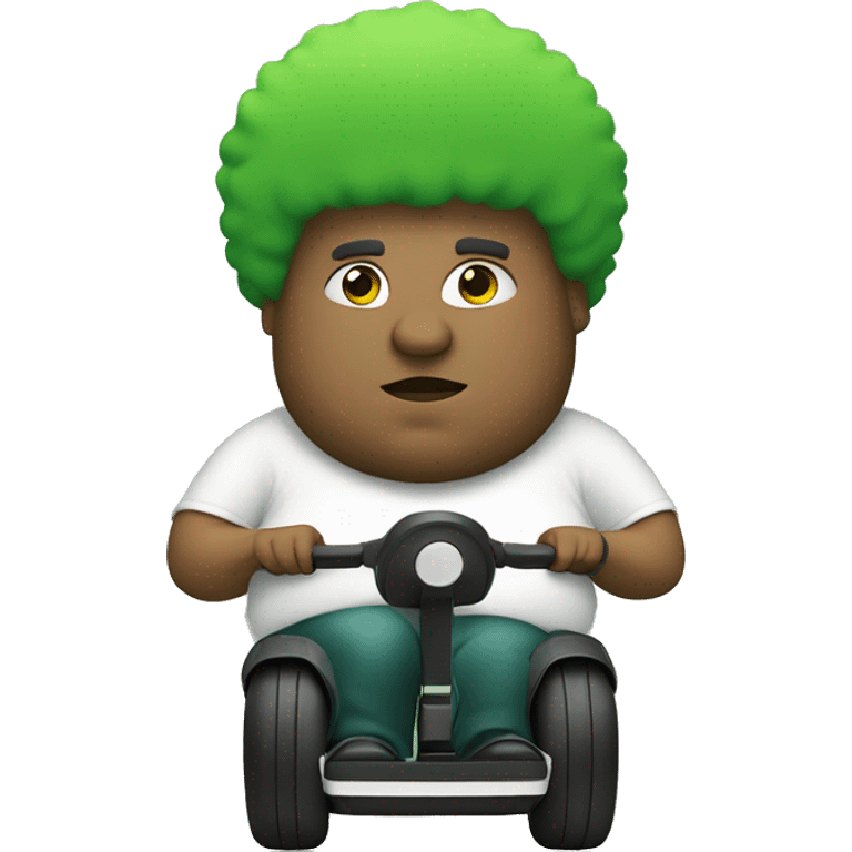 fat man with a green afro riding a segway emoji