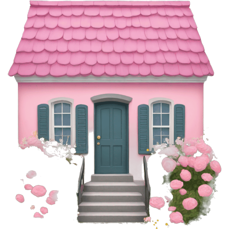 Pink house with flowers  emoji