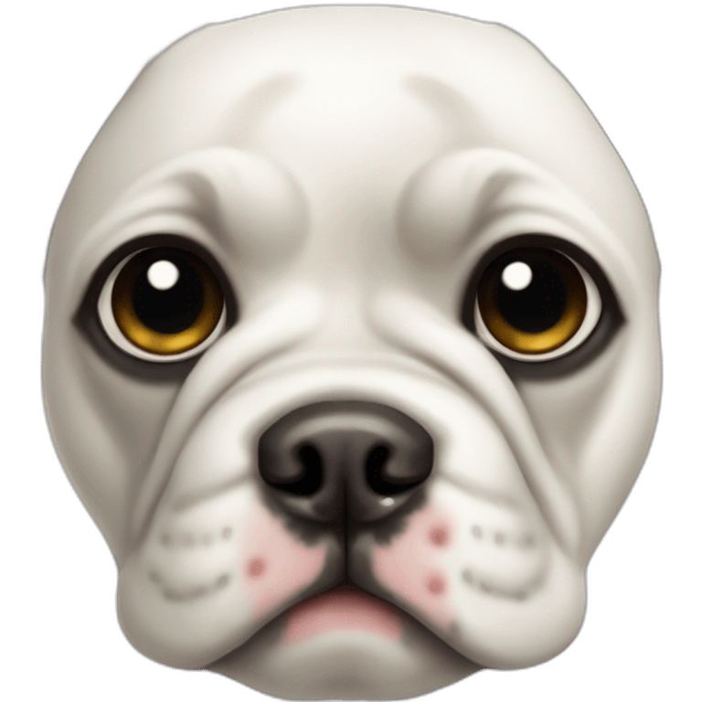 white french bulldog with eye spot emoji