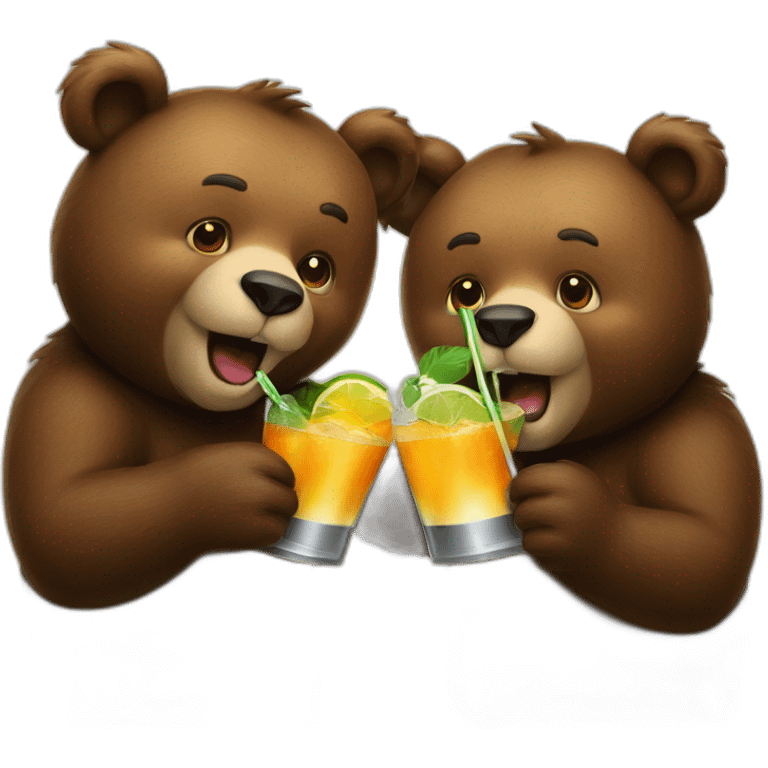 two bears drinking a cocktail emoji