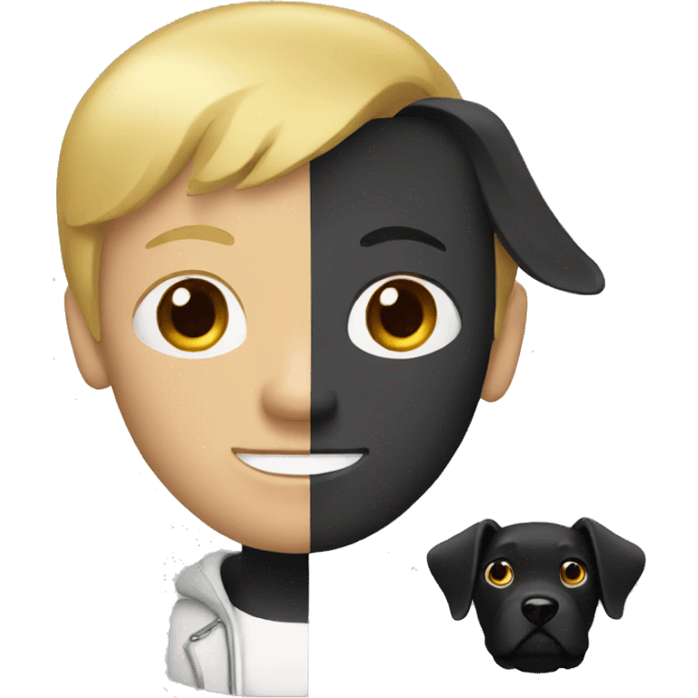 Blonde Man with black dog emoji