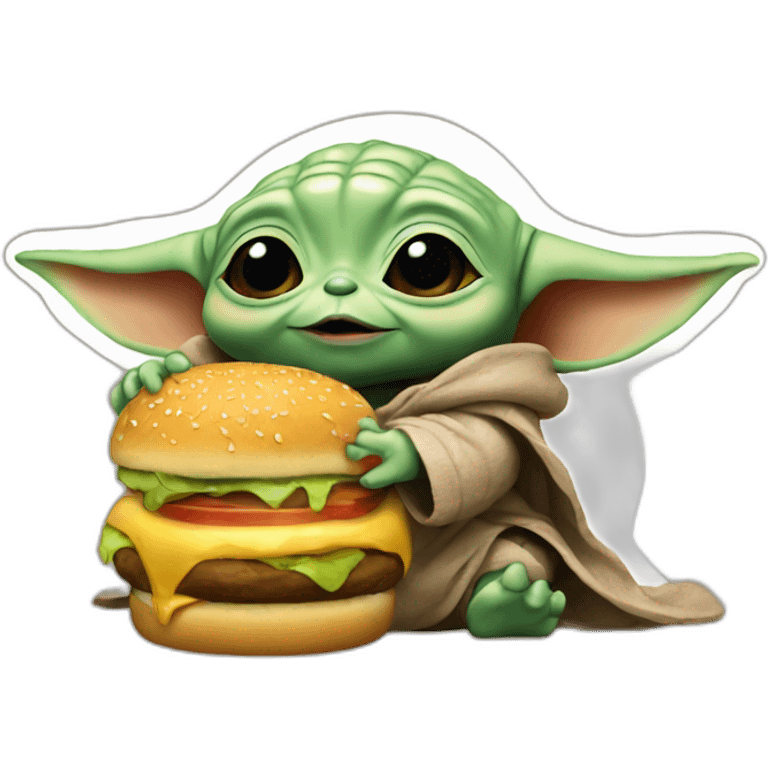 Baby Yoda eat burger emoji