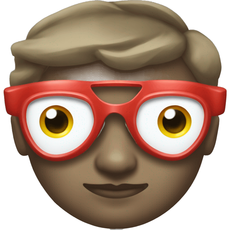 swimming goggles with red frame，cat-eye or spindle-like form，sharp edges emoji