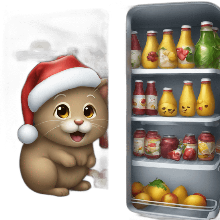 Papa noel vole dans un frigo emoji