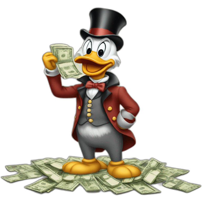 Scrooge McDuck counting money emoji