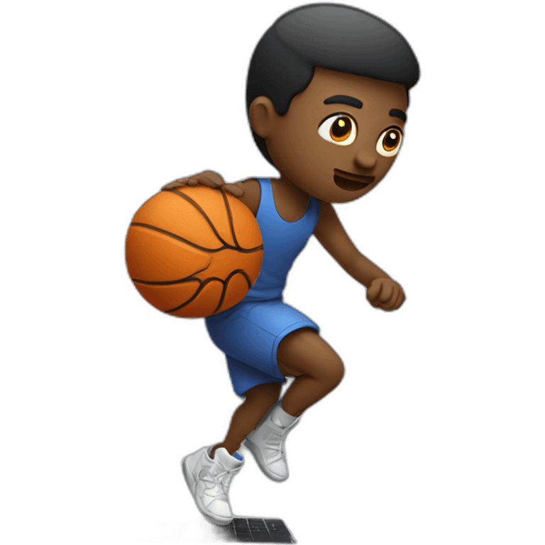 web developer playing basketball with macbook under arm emoji