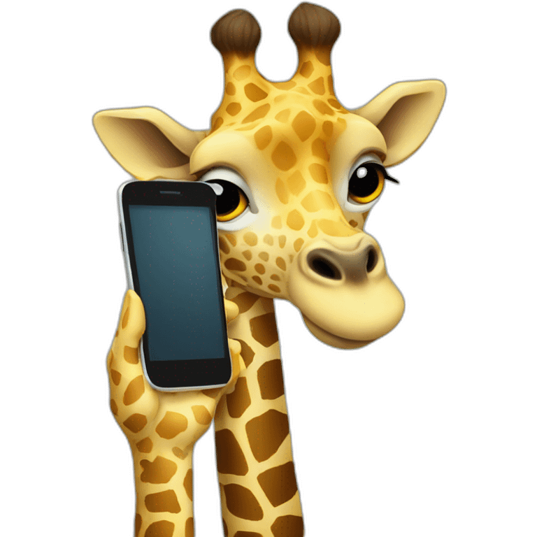 giraffe holding a smartphone showing a cross  emoji