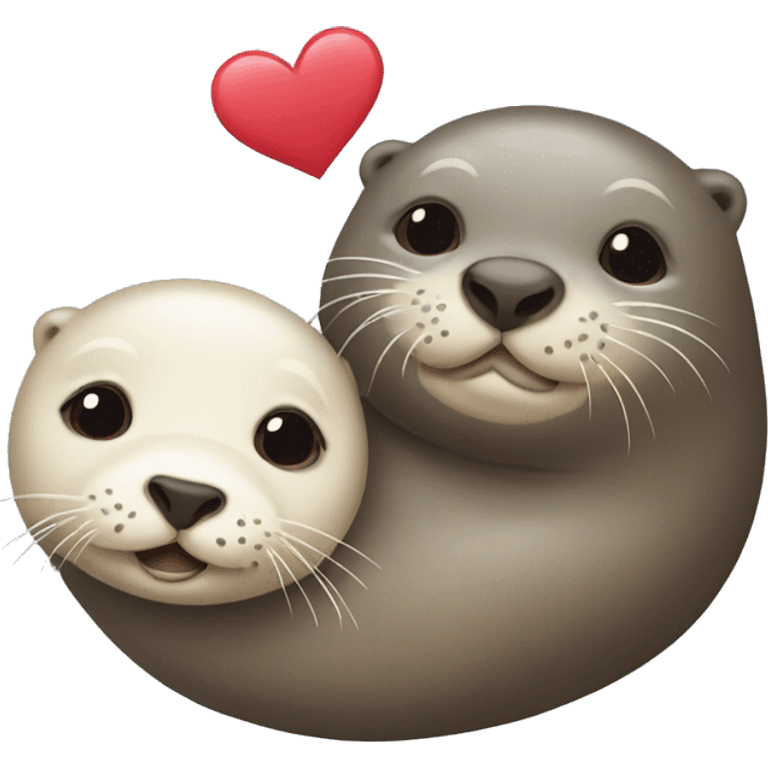 seal and otter with hearts emoji