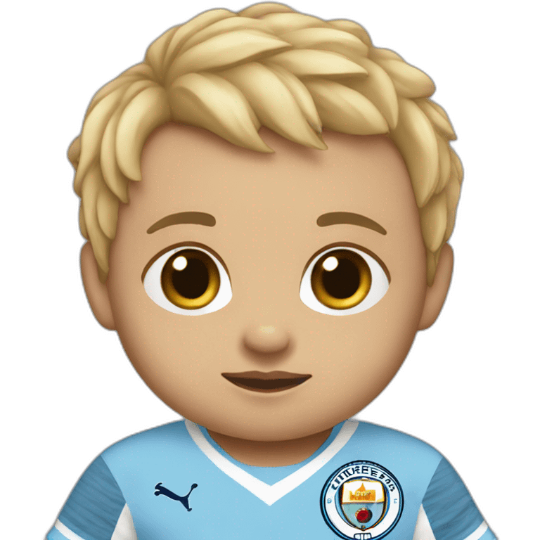 baby wearing Manchester City football shirt emoji