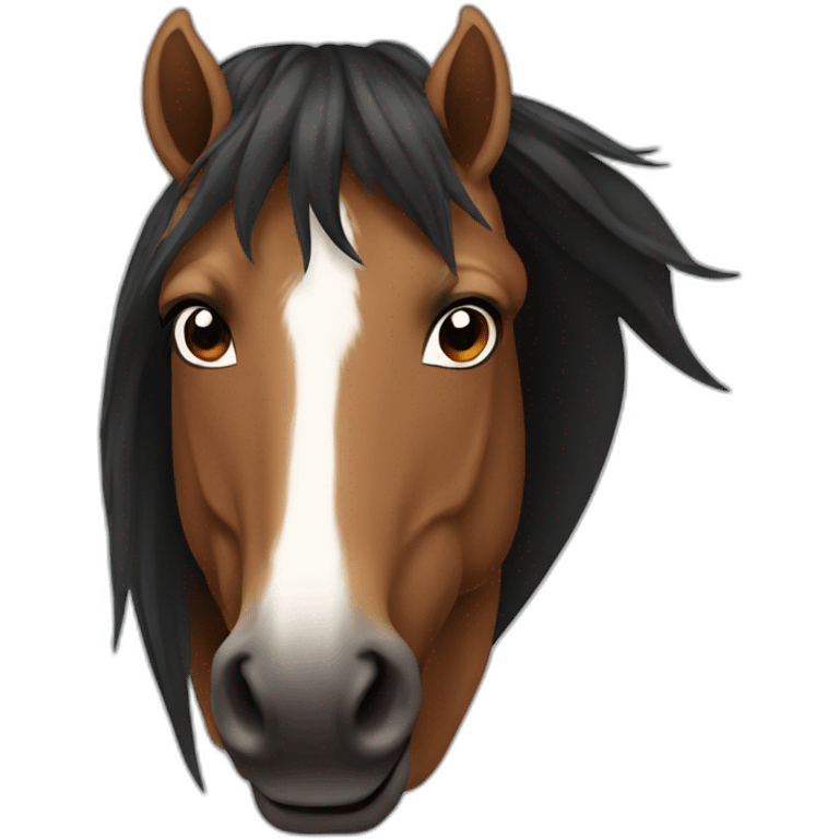 Brown horse with black hairs From the front emoji