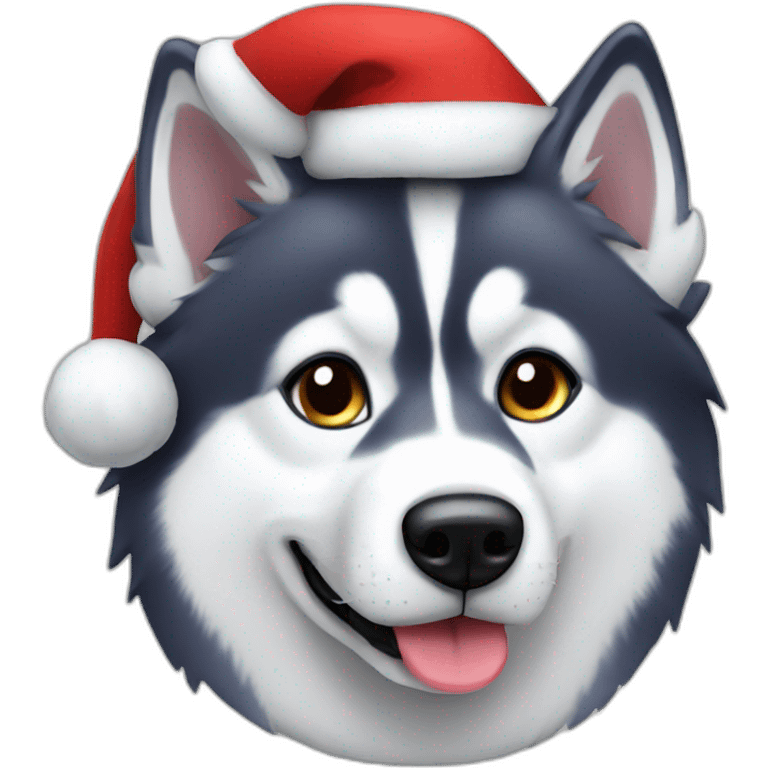 Husky with a christmas hat  emoji