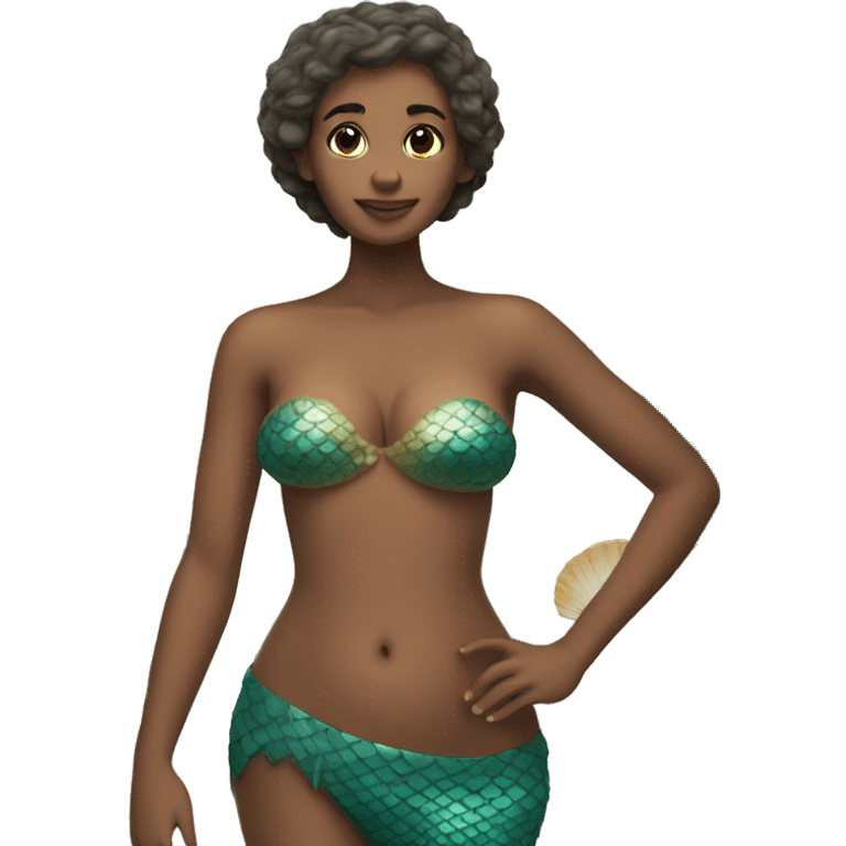 mermaid with big seachells on her chest emoji