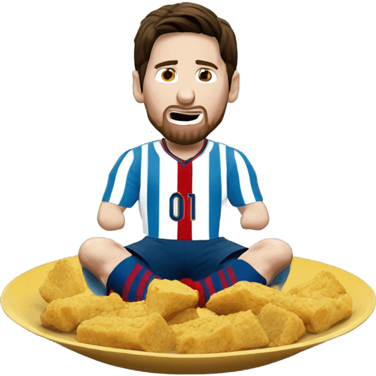 Lionel Messi qui mange des pâtes  emoji