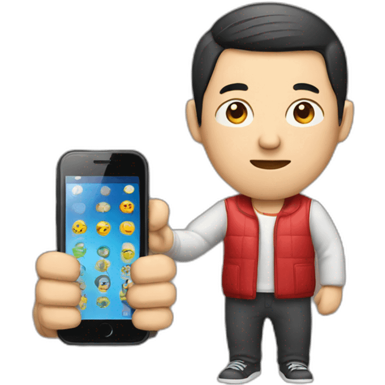 china man with smartphone emoji