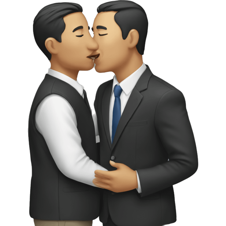 two asian man kiss emoji