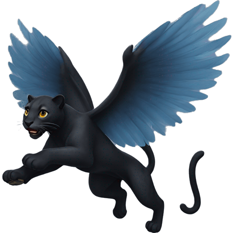 winged black leopard flying emoji