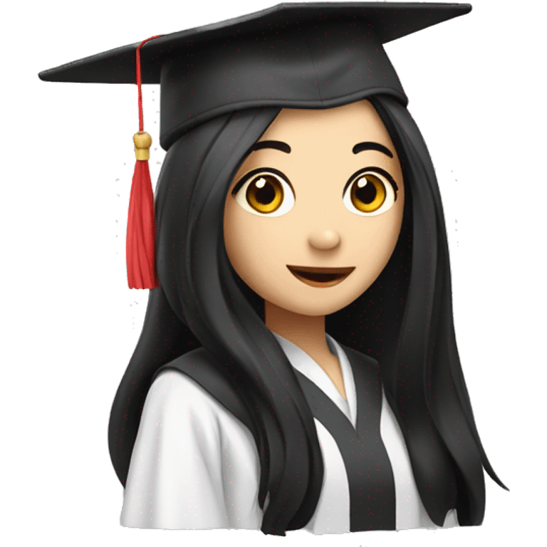 asian graduation girl with long black hair emoji