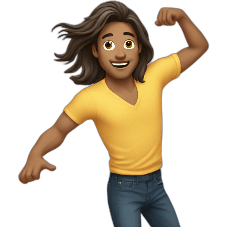 Man long hair dancing emoji